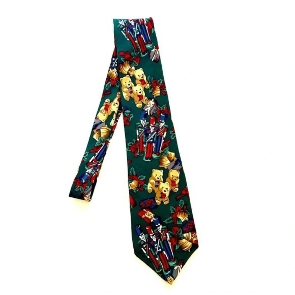 Zylos George Machado Christmas Nutcracker Teddy Bear 100% Silk Tie O/S